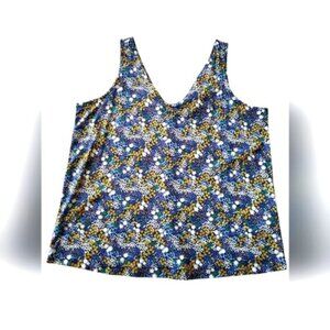 Floral Button Back Jersey Vest / Tank Top Size 16